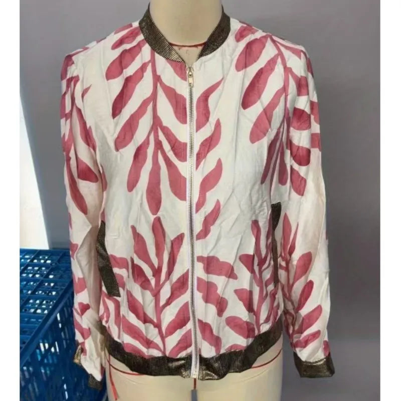 Women'S Jacket Leaf Print