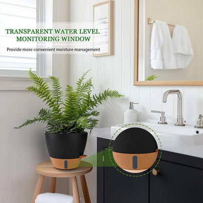 2 Pack 10 Inch Plant Pots, Plastic Self Watering Planters