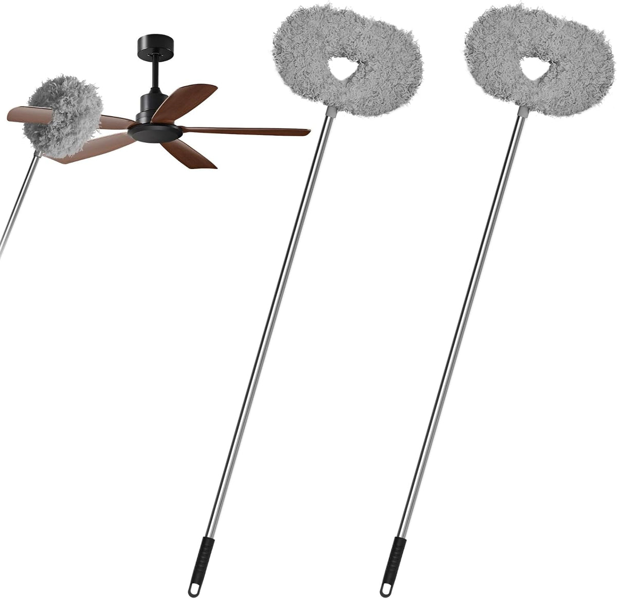 2PCS Ceiling Fan Cleaner Duster, Adjustable Microfiber Duster, Gray