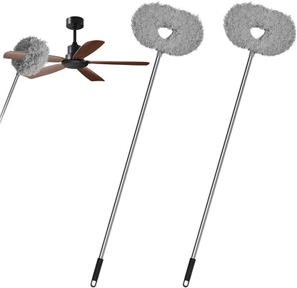 2PCS Ceiling Fan Cleaner Duster, Adjustable Microfiber Duster, Gray