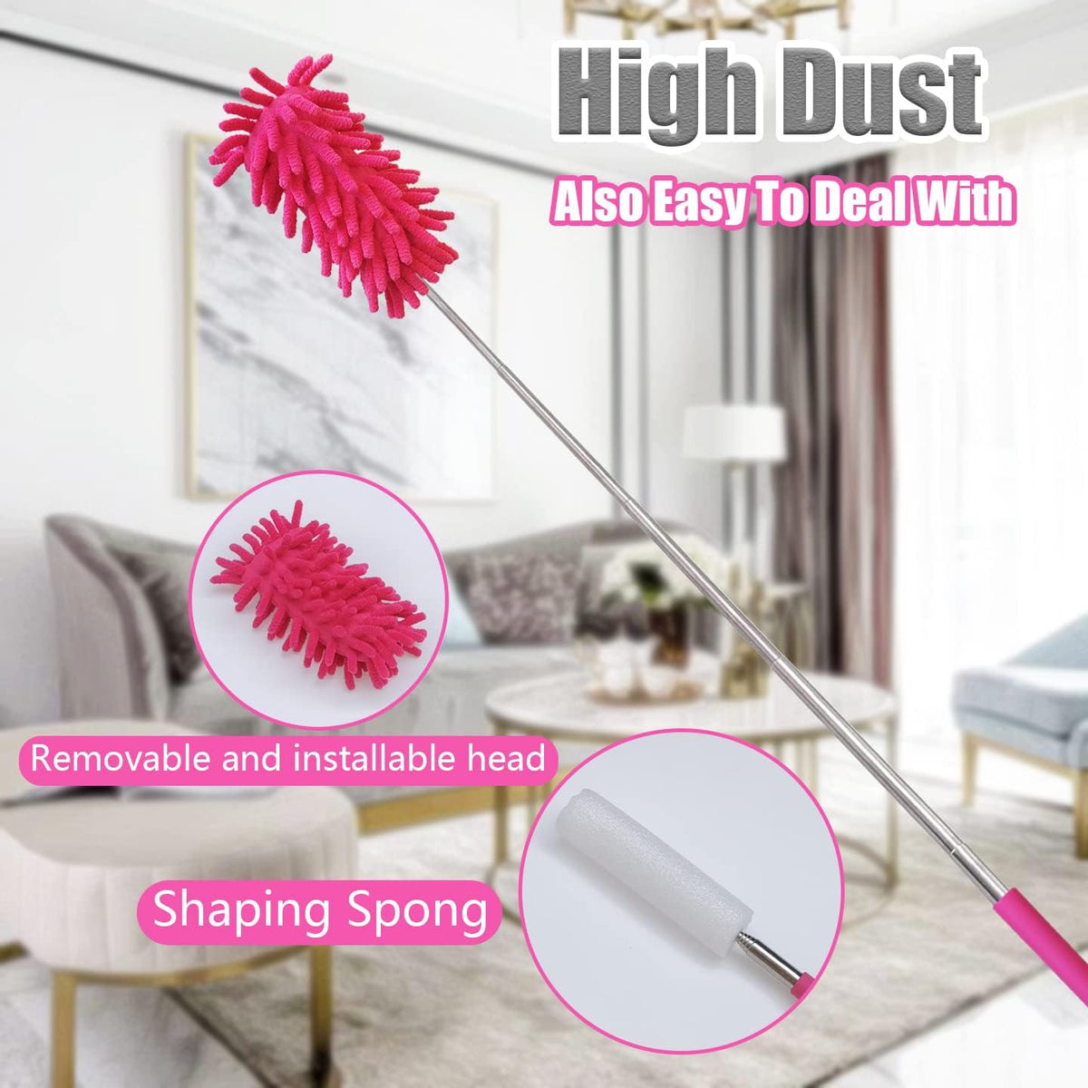 4 Pcs Extendable and Washable Microfibre Feather Duster,13" to 30" Reachable, Microfibre Cleaning Tool, Small Dusters for Cleaning Office, Car, Computer, Furniture, Sofa
