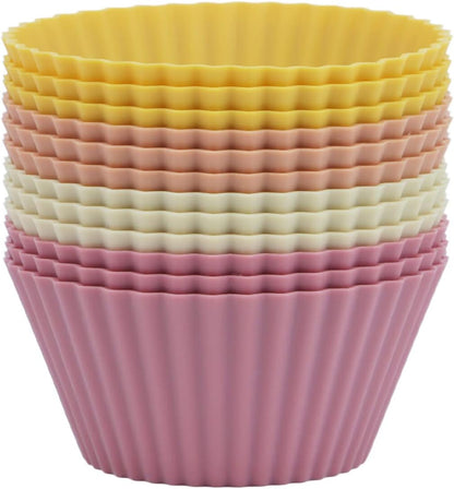 Silicone Baking Muffin Cups 12 Pack, Reusable Cupcake Liners Cake Molds