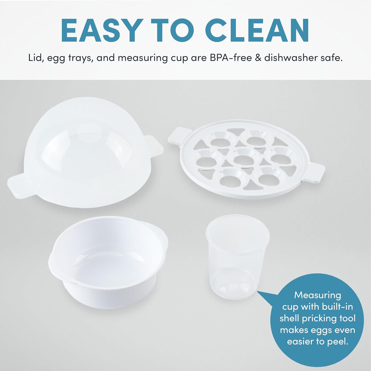 ® Overly Easy Egg Cooker, Steamer, and Electric Egg Poacher | XL Capacity Egg Steamer Fits 7 Eggs, Blue
