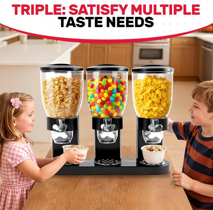Triple Cereal Dispenser Countertop - 3 Pack 2L Black