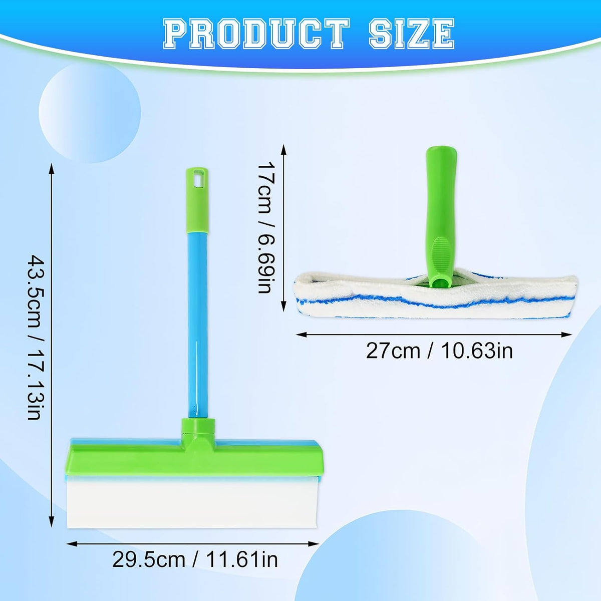Window Cleaning Kit, Window Squeegee, Recyclable Silicone Window Squeegee Kit, 3 in 1 Glass Cleaning Tool with Rotatable Rubber Microfiber Scrubber (1 Set)