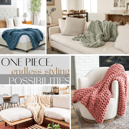 Chunky Knit Throw Blanket 50X70, Graphite Gray Chenille Throw Blanket for Couch Bed Sofa, Soft Fluffy Cable Knit Blanket, Oeko-Tex Certified, Machine Washable