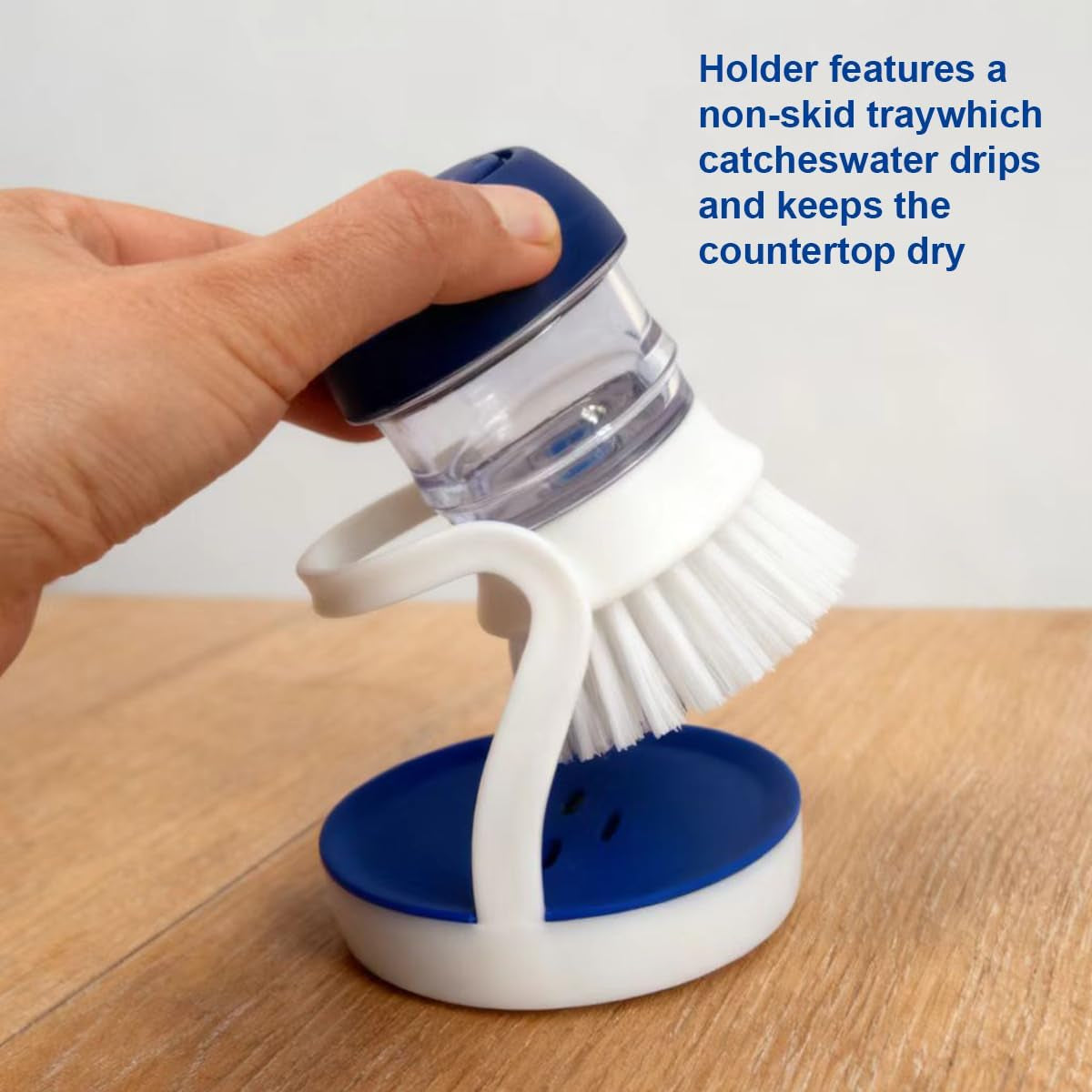 Soap Dispensing Dish Brush Set with Holder for Dishes