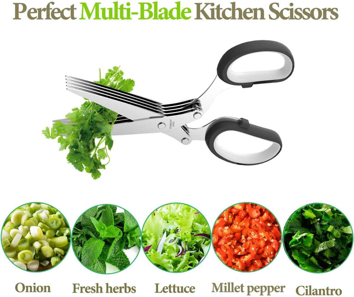 2026 Upgraded Herb Scissors, 5-Blade Kitchen Herb Shears