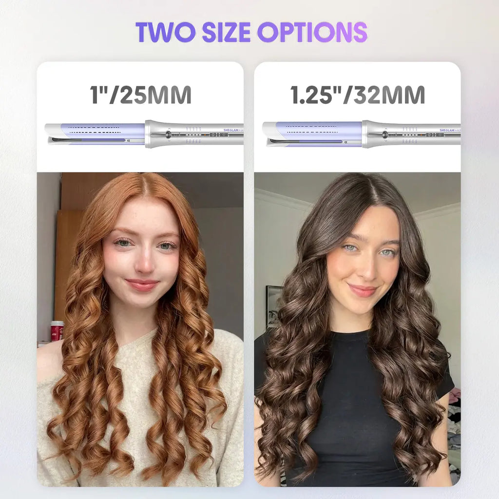 SHEGLAM HAIR One Touch Airflow Styler Pro-Silver Purple,Cool Air Auto-Rotating Curling Iron,5 Min Quick Styling,360° Cooling Airflow One Touch Operation Long-Lasting Results,5 Temps & Anti-Scald,Auto Off-Long Hair & All Hair Types- US Plug-Coachella