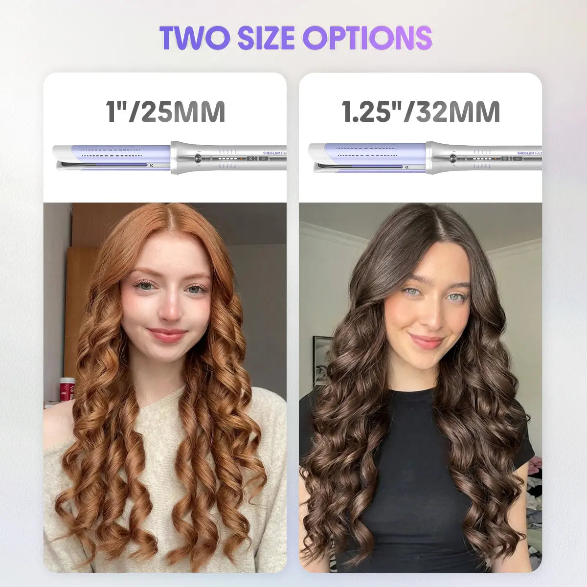 SHEGLAM HAIR One Touch Airflow Styler Pro-Silver Purple,Cool Air Auto-Rotating Curling Iron,5 Min Quick Styling,360° Cooling Airflow One Touch Operation Long-Lasting Results,5 Temps & Anti-Scald,Auto Off-Long Hair & All Hair Types- US Plug-Coachella