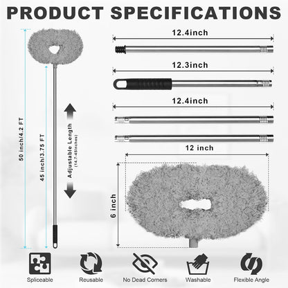 2PCS Ceiling Fan Cleaner Duster, Adjustable Microfiber Duster, Gray