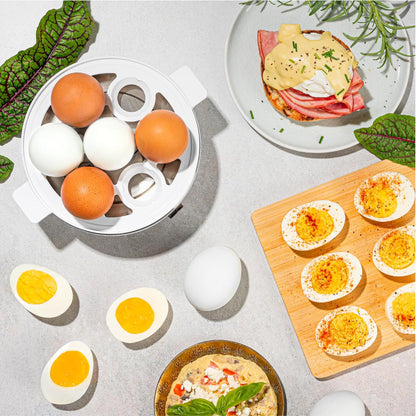 ® Overly Easy Egg Cooker, Steamer, and Electric Egg Poacher | XL Capacity Egg Steamer Fits 7 Eggs, Blue