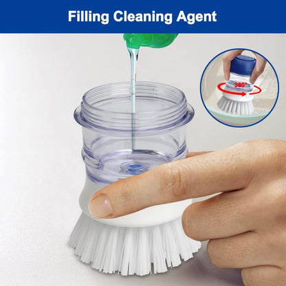 Soap Dispensing Dish Brush Set with Holder for Dishes