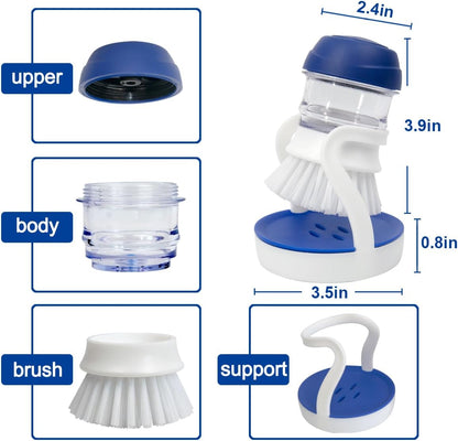 Soap Dispensing Dish Brush Set with Holder for Dishes