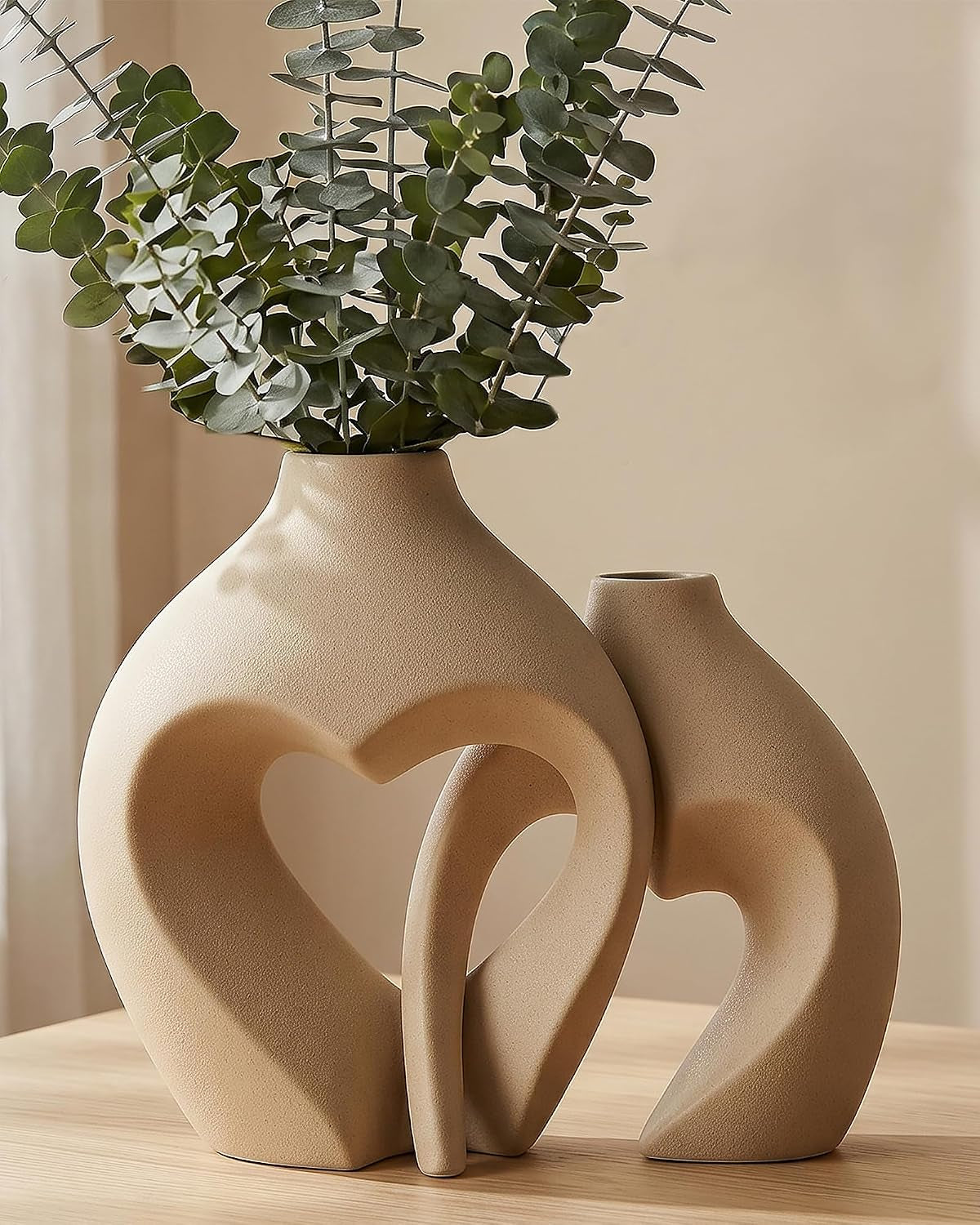 Ceramic Flower Vases Home Decor Heart Shaped Vase Set of 2