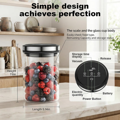 Airtight Vacuum Coffee Canister 1.6L with Time Display