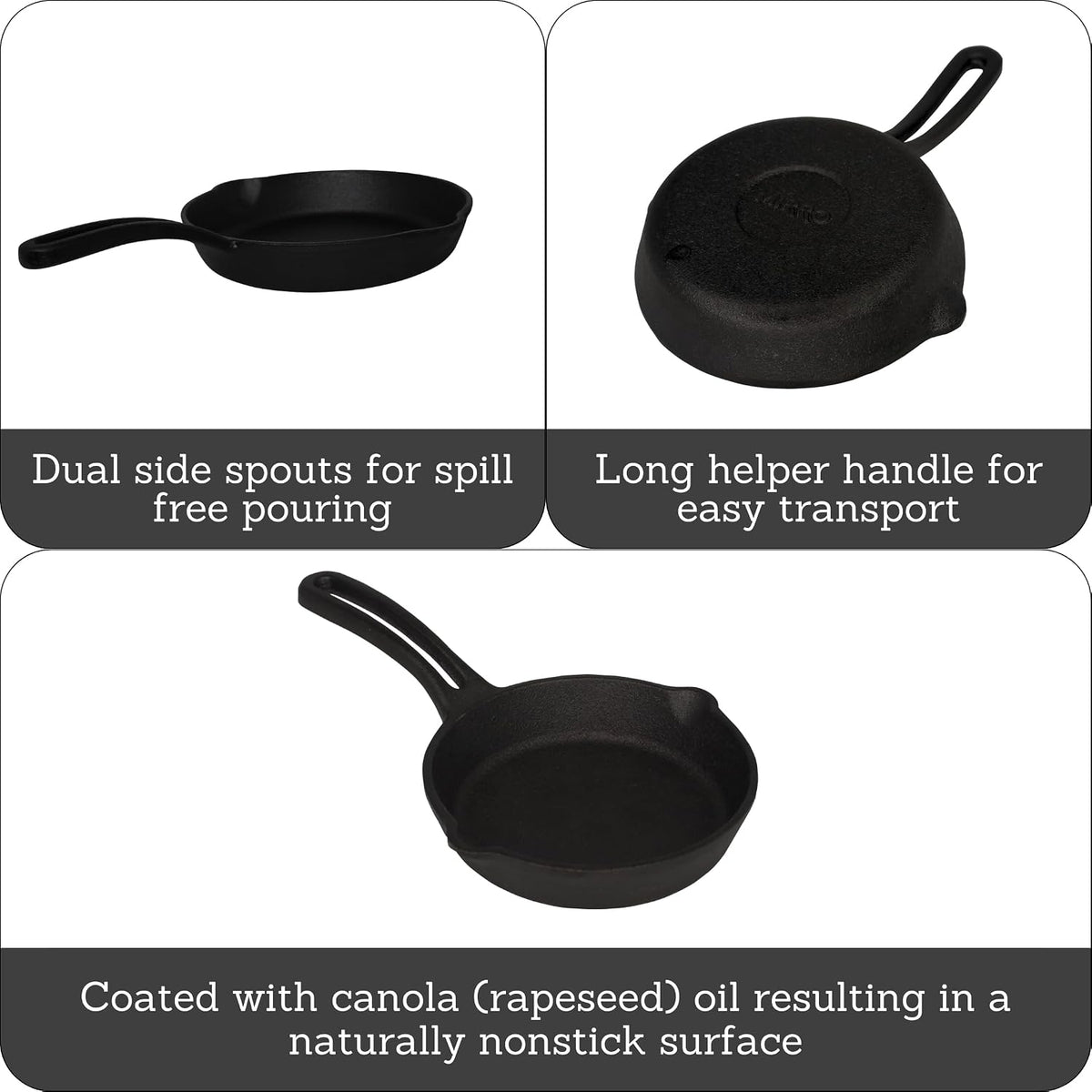 6 Inch Cast Iron Preseasoned Skillet for Seafood