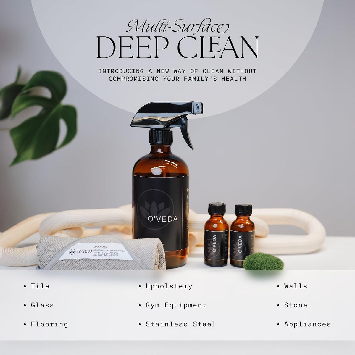 Starter Kit – Multi-Purpose Cleaning Bundle with 1 Concentrate & 1 Spritzer Refill Bottle (30Ml Each), 16Oz Spray Bottle & Cleaning Cloth – All-Purpose Cleaner for Kitchen, Floors & More