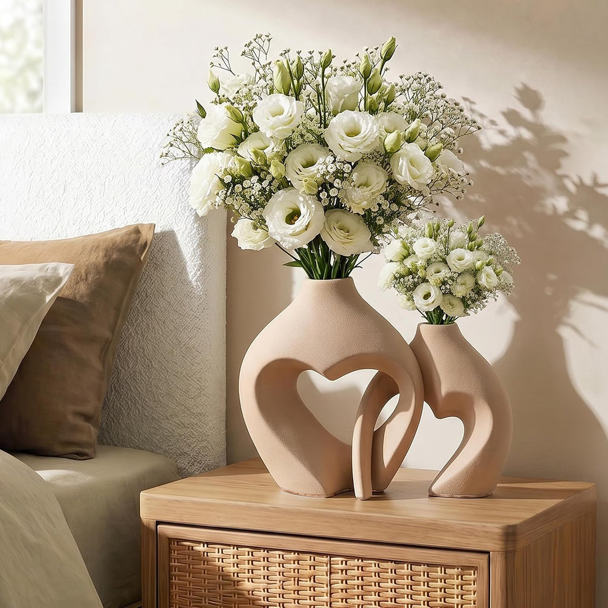 Ceramic Flower Vases Home Decor Heart Shaped Vase Set of 2