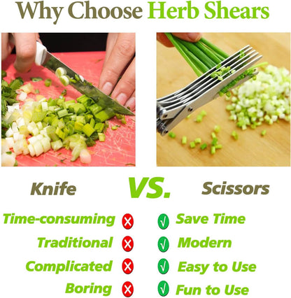2026 Upgraded Herb Scissors, 5-Blade Kitchen Herb Shears