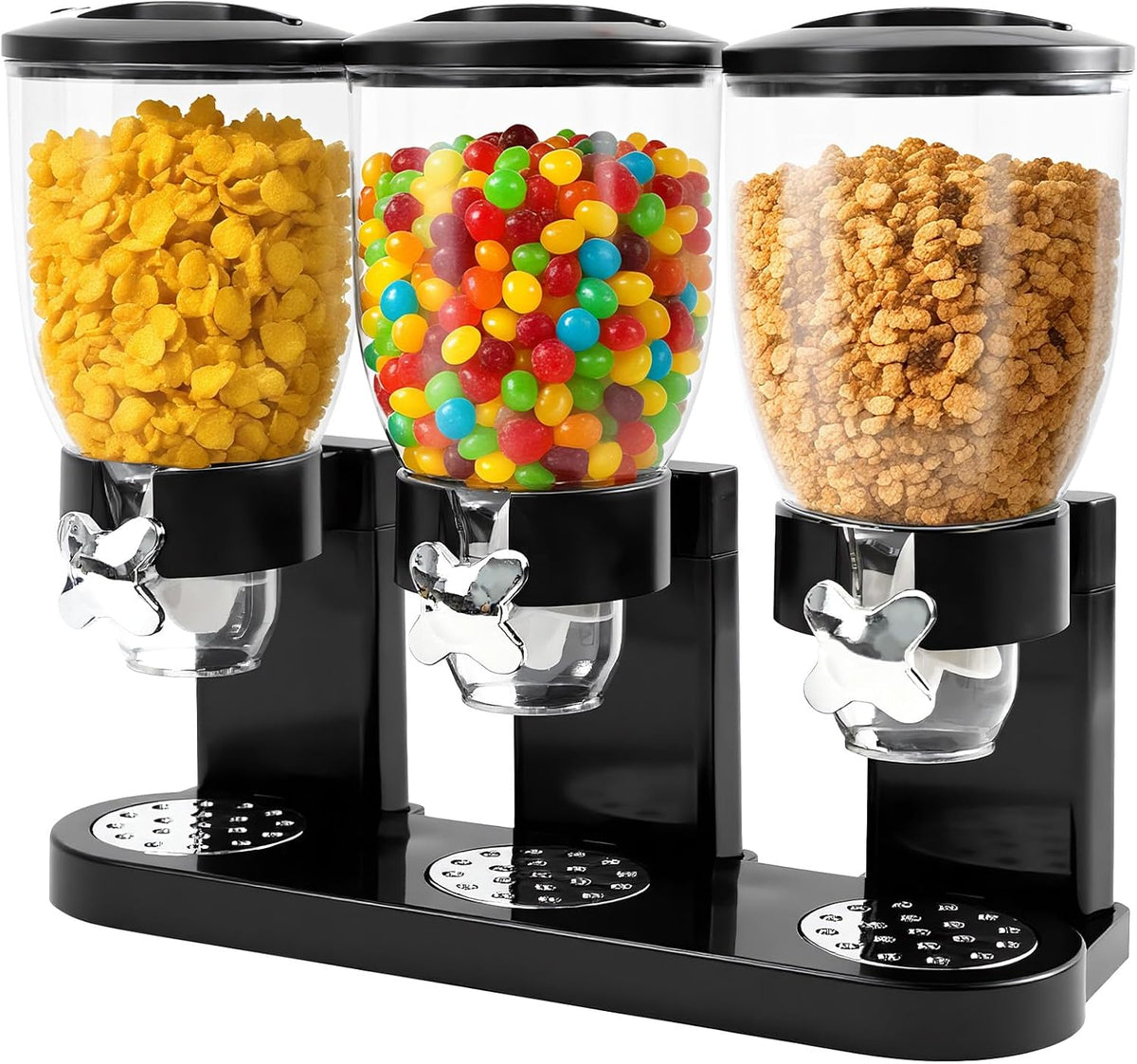 Triple Cereal Dispenser Countertop - 3 Pack 2L Black