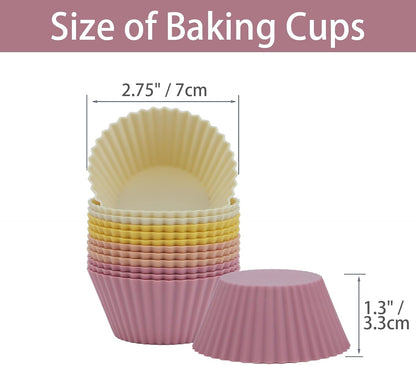 Silicone Baking Muffin Cups 12 Pack, Reusable Cupcake Liners Cake Molds