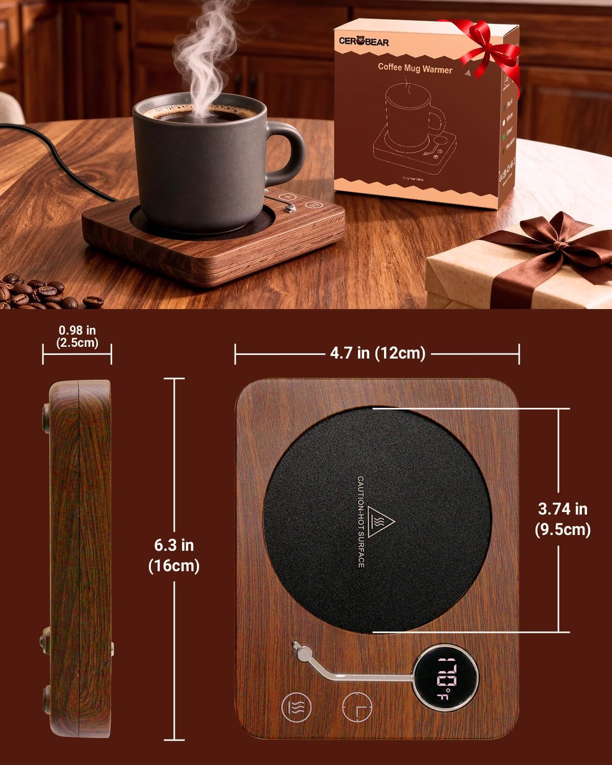 Coffee Mug Warmer,  Mug Warmer for Desk 3 Temperature Control 130℉/150℉/170℉, Cup Warmer with Auto Shut off for Coffee Milk Tea Beverage