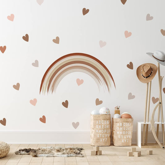 Boho Heart Wall Decals for Girls Room Nursery, Peel and Stick
