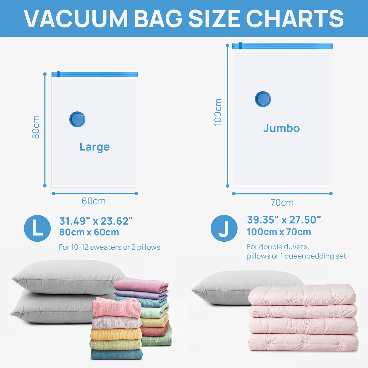 Vacuum Storage Bags, 10 Pack Large Vacuum Seal Bags for Clothing, Bedding, Comforters, Blankets & Pillows, Home Storage and Travel (24 X 32 Inches)