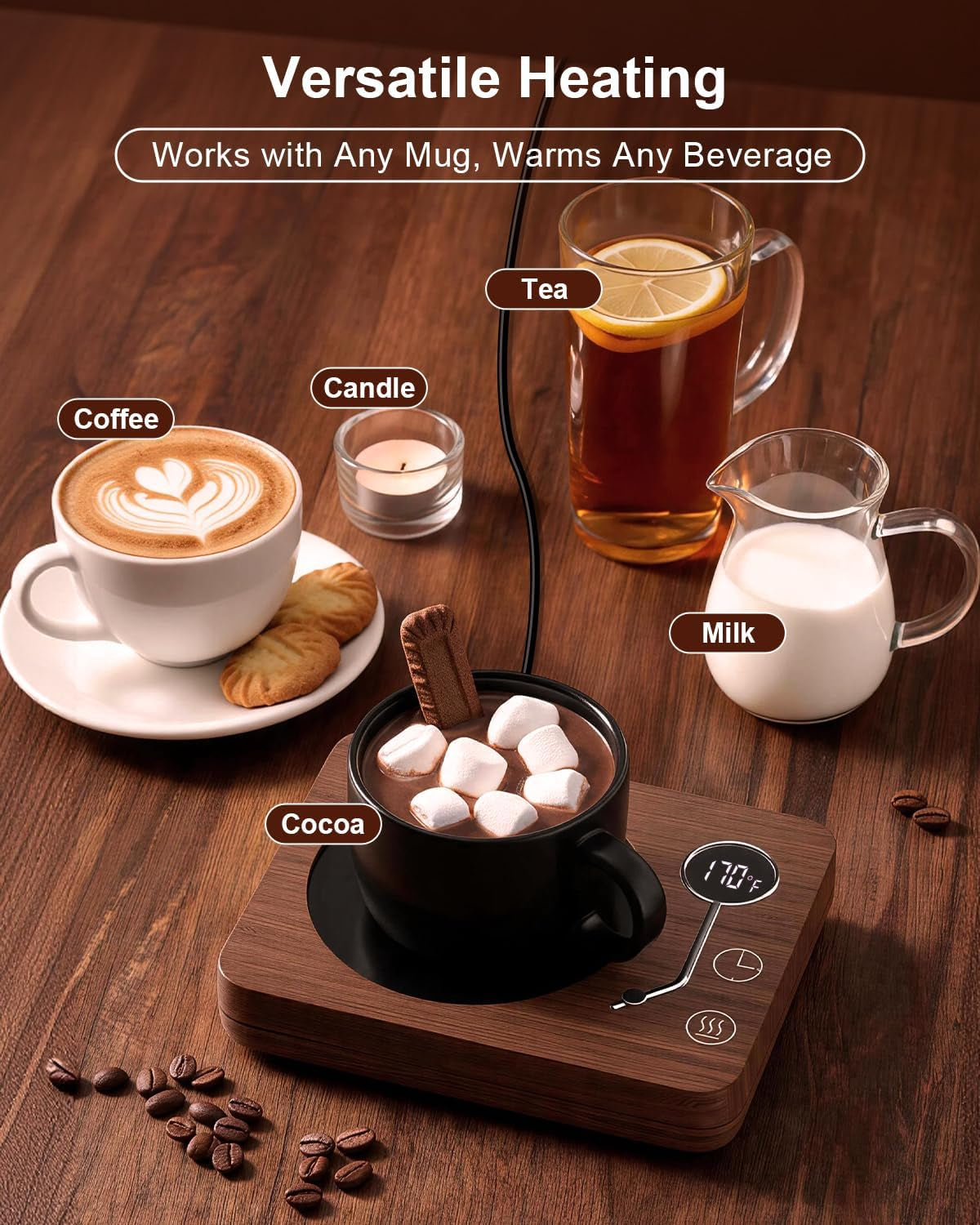 Coffee Mug Warmer,  Mug Warmer for Desk 3 Temperature Control 130℉/150℉/170℉, Cup Warmer with Auto Shut off for Coffee Milk Tea Beverage