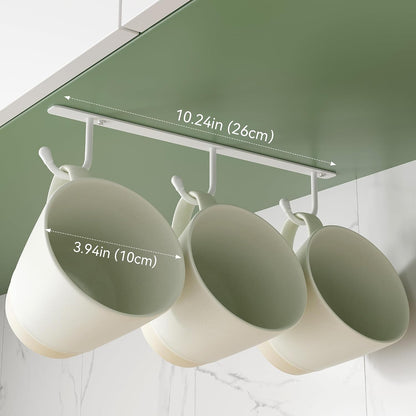 Coffee Mug Holder Screw Mounting, 3 Pack Coffee Cup Holder with 9 Hooks, Sturdy Mug Hooks under Cabinet with Wide Hook Spacing