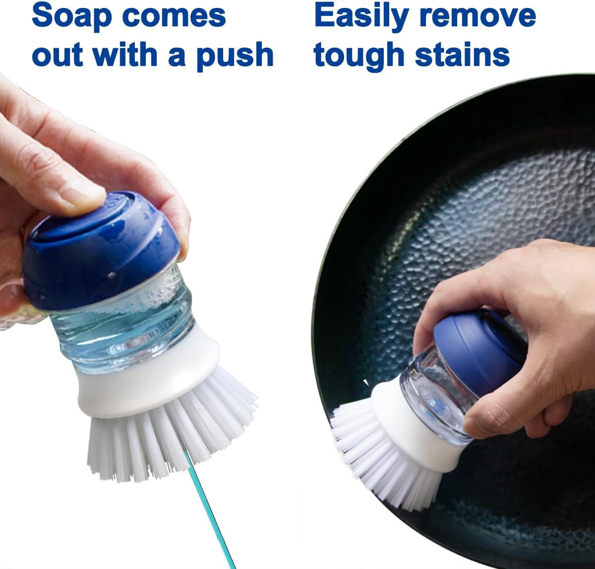 Soap Dispensing Dish Brush Set with Holder for Dishes