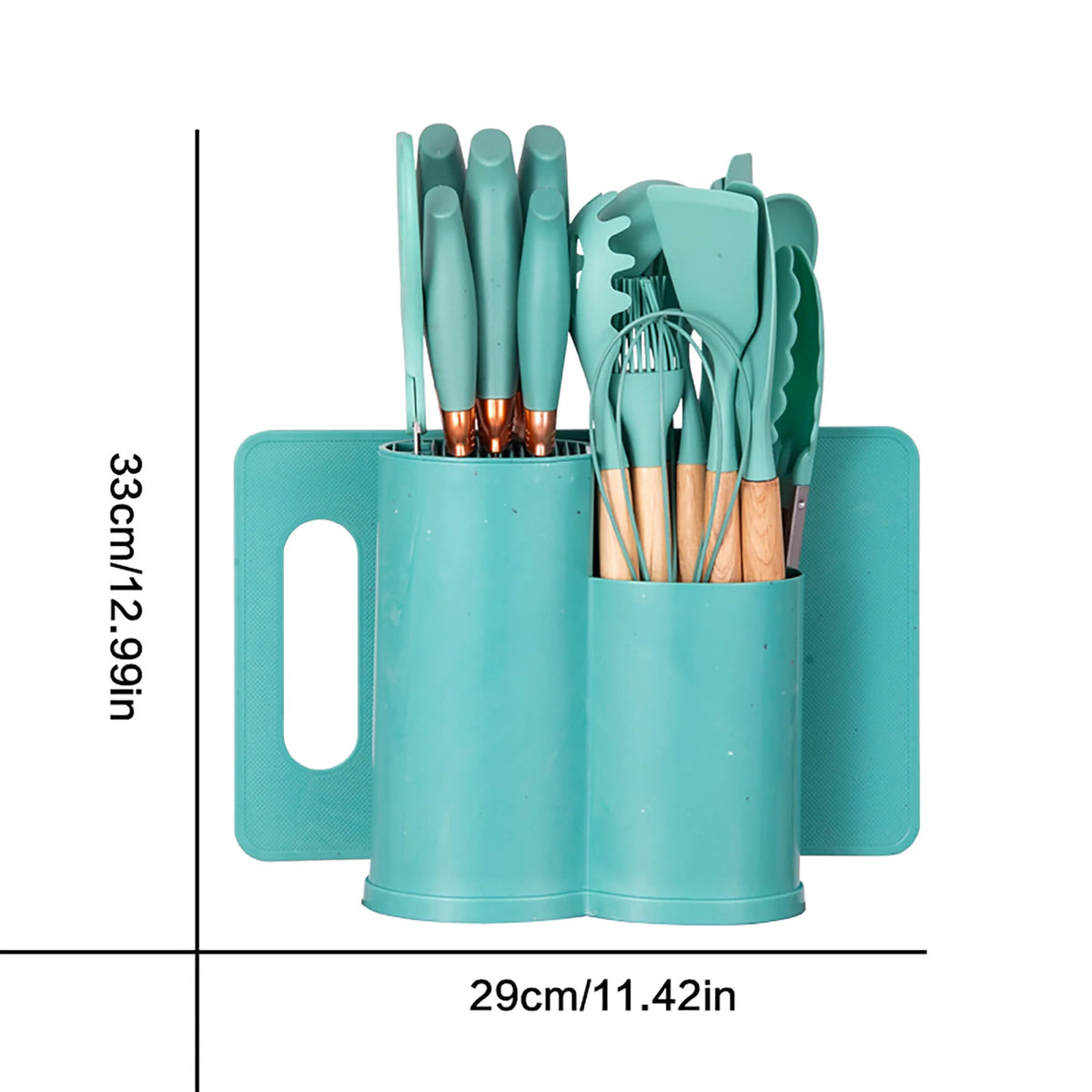 19Pcs Silicone Kitchen Utensil Set, Heat-Resistant Non-Stick Easy Cooking Cleaning, Green