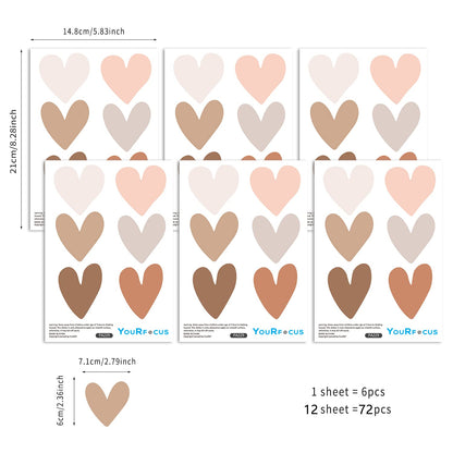 Boho Heart Wall Decals for Girls Room Nursery, Peel and Stick