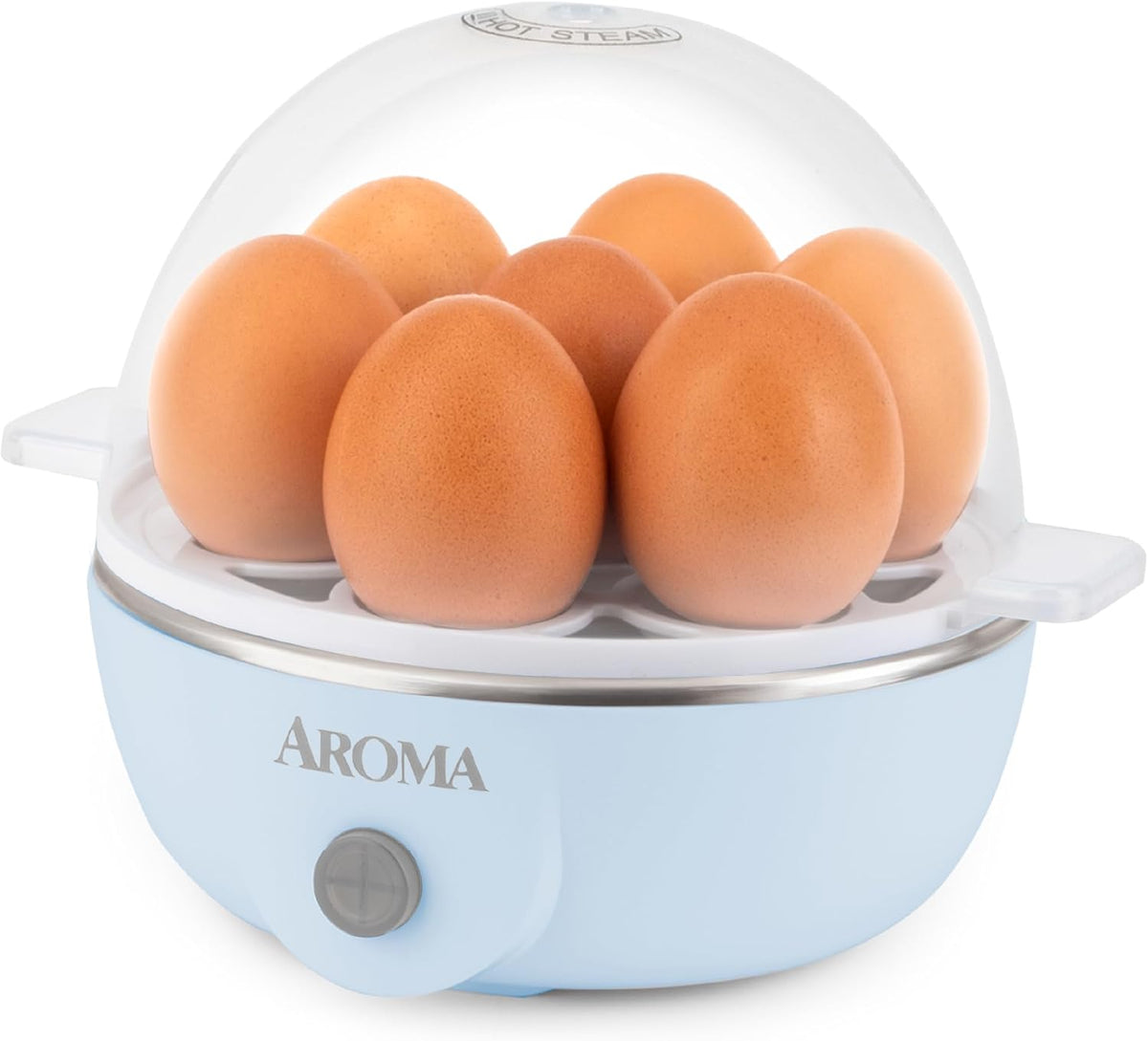 ® Overly Easy Egg Cooker, Steamer, and Electric Egg Poacher | XL Capacity Egg Steamer Fits 7 Eggs, Blue