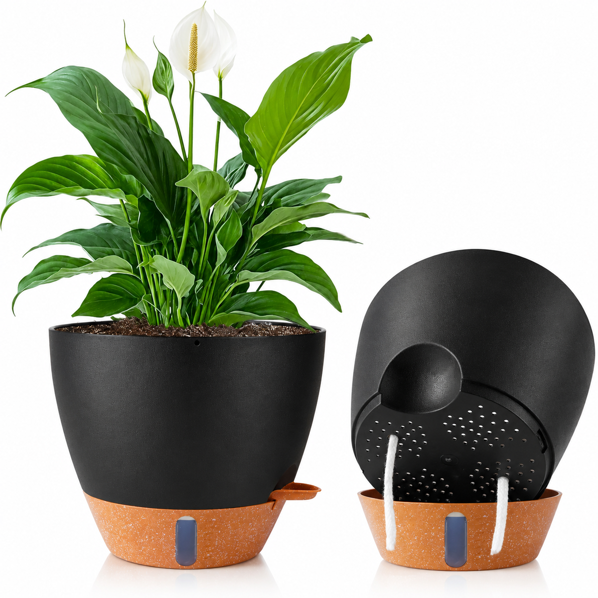2 Pack 10 Inch Self Watering Plastic Plant Pots