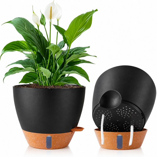 2 Pack 10 Inch Self Watering Plastic Plant Pots