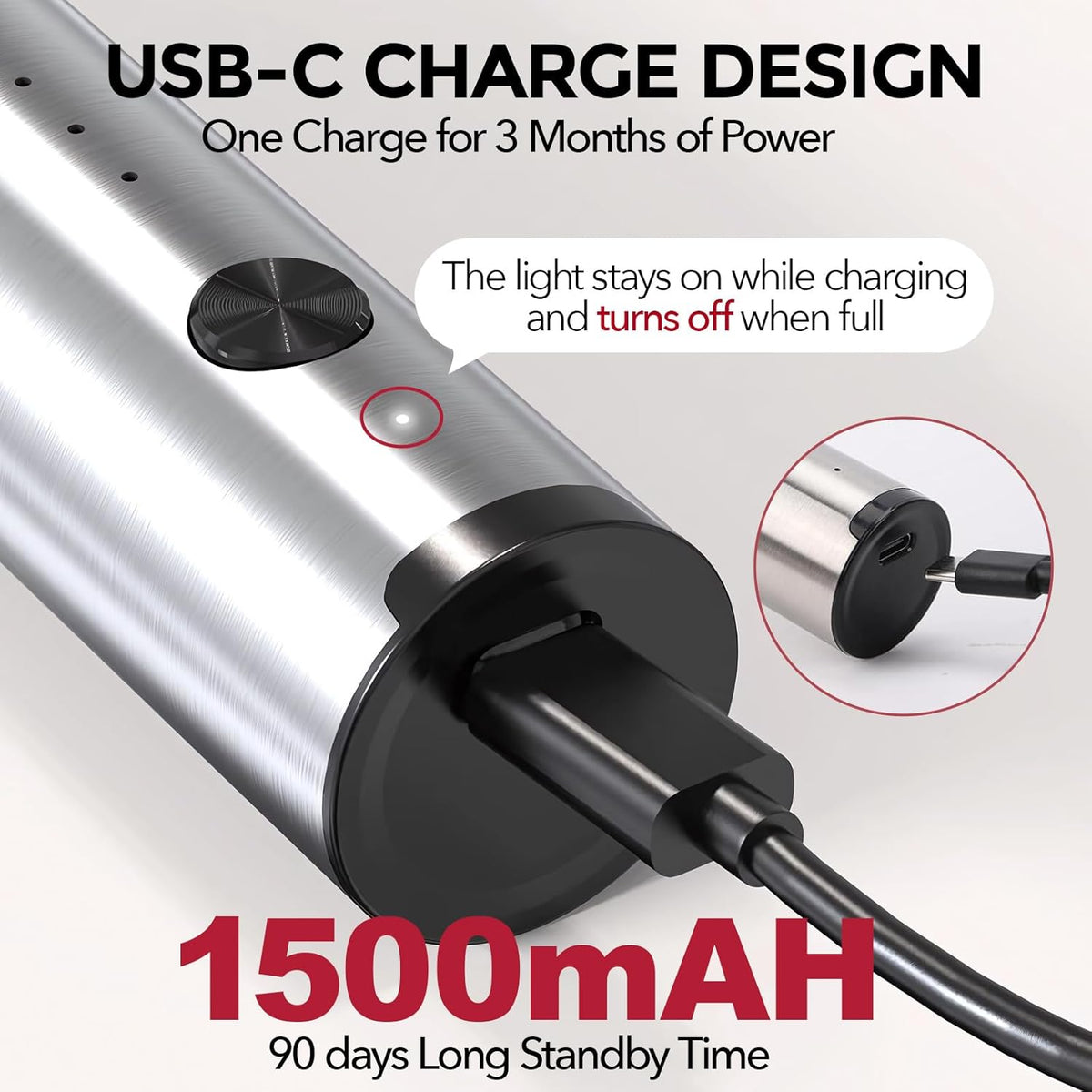Rechargeable Milk Frother, 3-Speed Electric Whisk, 2 Heads