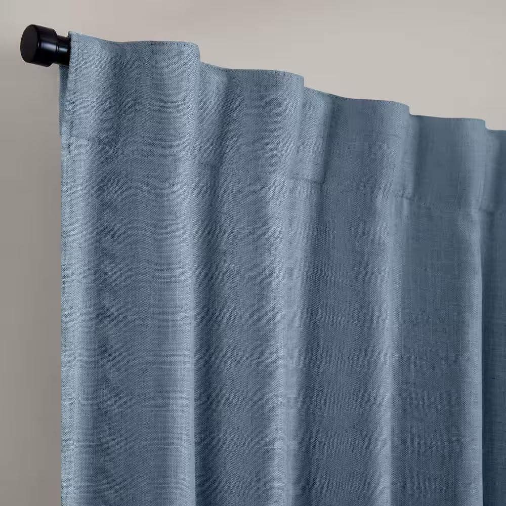 Harrow Solid Texture Blackout Window Curtain Panel, Blue - 52"W X 108"L