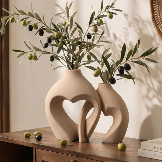 Ceramic Flower Vases Home Decor Heart Shaped Vase Set of 2