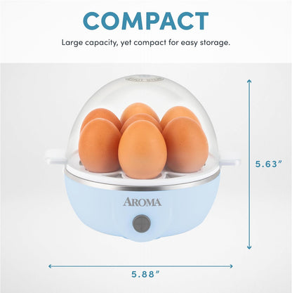 ® Overly Easy Egg Cooker, Steamer, and Electric Egg Poacher | XL Capacity Egg Steamer Fits 7 Eggs, Blue