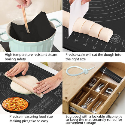 28X20 Inch Silicone Baking Mat Extra Thick Dough Rolling Mat with Measurements