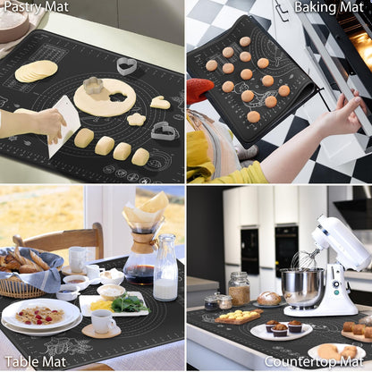 28X20 Inch Silicone Baking Mat Extra Thick Dough Rolling Mat with Measurements