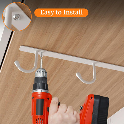 Coffee Mug Holder Screw Mounting, 3 Pack Coffee Cup Holder with 9 Hooks, Sturdy Mug Hooks under Cabinet with Wide Hook Spacing