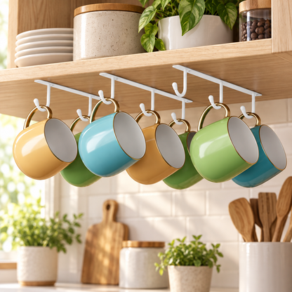 3 Pack Under Cabinet Coffee Mug Holder Rack