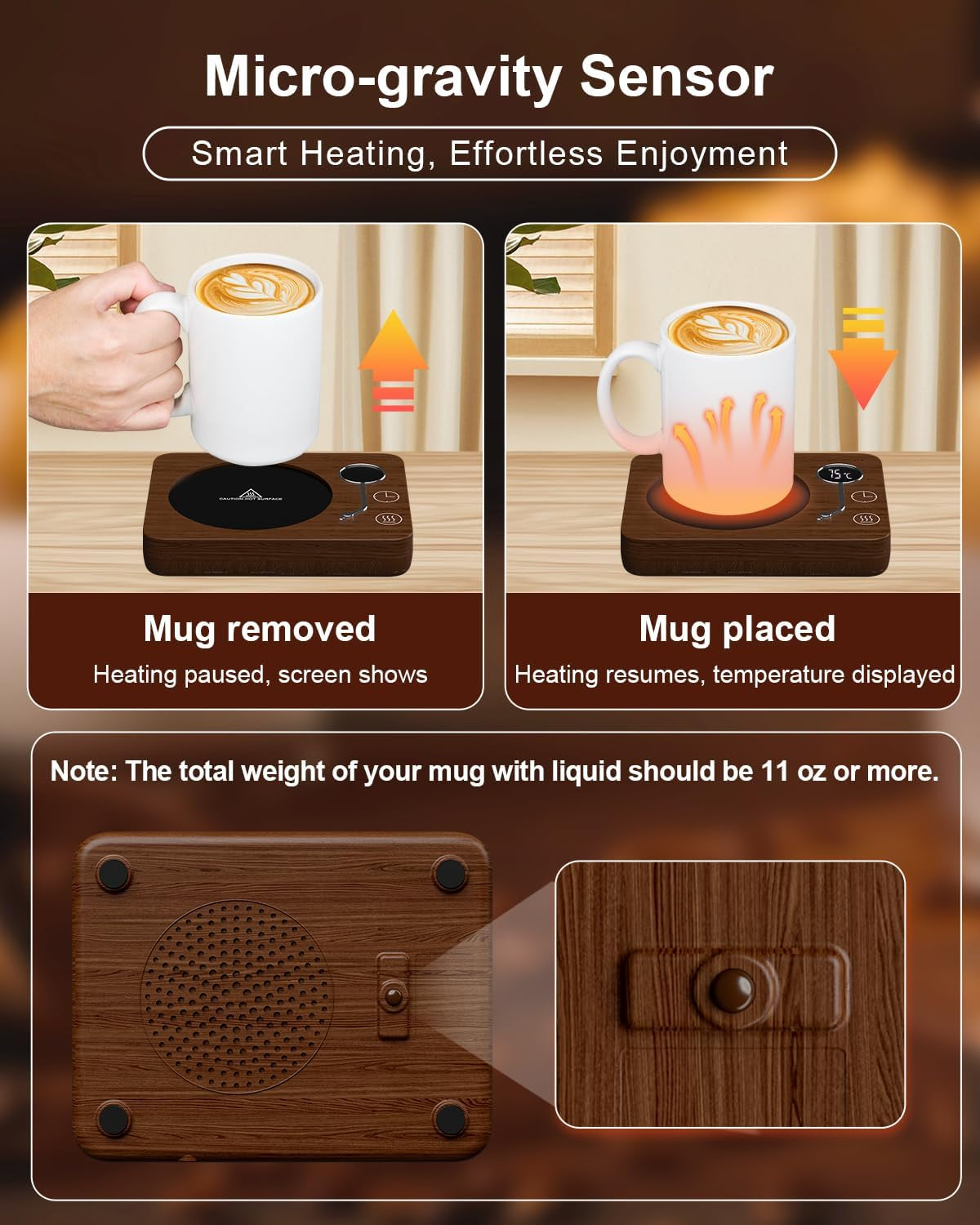 Coffee Mug Warmer,  Mug Warmer for Desk 3 Temperature Control 130℉/150℉/170℉, Cup Warmer with Auto Shut off for Coffee Milk Tea Beverage